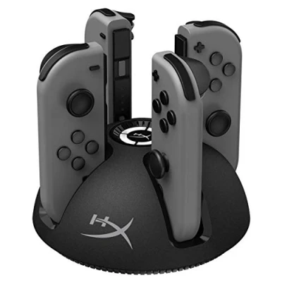 Immagine di HyperX ChargePlay Quad, Caricabatterie per Joy Con, Ricarica veloce e simultaneamente fino a 4 controller in 3,5 ore, Indicatore LED di carica, Cavo USB, Compatibile con Nintendo Switch, Nero