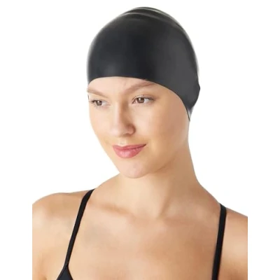 Immagine di Amazon Basics Cuffia da bagno unisex in silicone, Confezione 1, Taglia unica, Nero