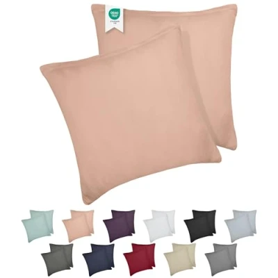 Immagine di Barbons Set di 2 federe per cuscino 80 x cm, 165 g/m², con certificazione Oeko TEX, in 100% jersey cotone, chiusura lampo (80 rosa)