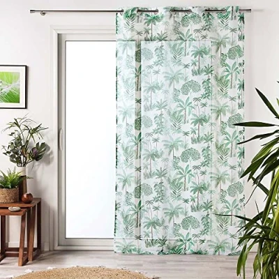 Immagine di Douceur d&#039;Intérieur, Amazonia Tenda con occhielli, 140 x 240 cm, colore: verde, stampa in voile sabbiato