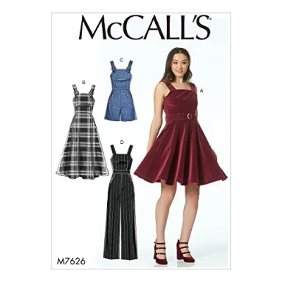 Immagine di McCall&#039; s Patterns 7626 D5 Vestiti da Donna, Cintura, Pagliaccetto e Tuta, Multicolore