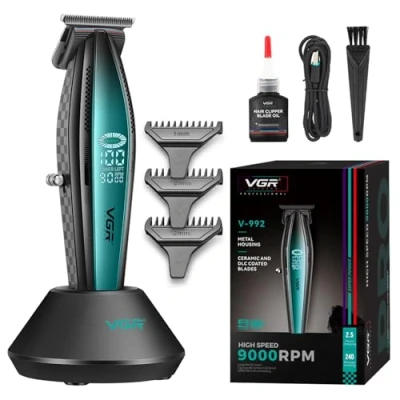 Immagine di VGR 992 Tagliacapelli professionale da uomo versatile senza fili spacco zero per capelli barba lama a T dettagliatore outliner parrucchiere corpo in metallo 9000 giri/min 240 minuti di autonomia