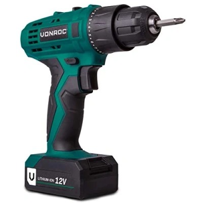 Immagine di VONROC Trapano avvitatore a batteria 12V. Set con 1 1.3Ah e caricabatterie rapido. Mandrino 10mm. Coppia max 20Nm