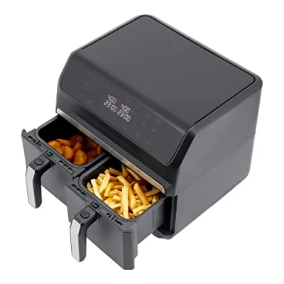 Immagine di Just Perfecto Friggitrice Ad Aria Calda XXL 8L 2 Compartimenti Airfryer 8 in 1 max. 200C Friggere Senza Olio + Ricettario 1700W Air Fryer Con LCD Touch Display