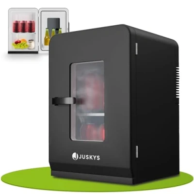 Immagine di Juskys mini frigo 2 in 1 da 15 L di colore nero Minibar con funzione raffreddamento e riscaldamento Piccolo Per bevande 12 V 230 ufficio, campeggio