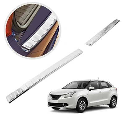 Immagine di Chromemaster Protezione paraurti Posteriore Compatibile con Suzuki Baleno dal 2016 Acciaio INOX lucido/cromato protegge la vernice del dai graffi