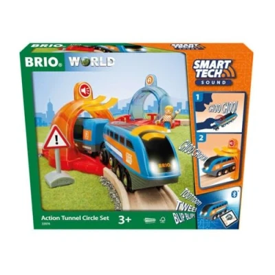 Immagine di BRIO World Set Ferrovia Circolare con Tunnel Azione, Smart Tech Sound, Costruzioni in Legno 14 pezzi, Giocattolo per Bambini 3+ Anni