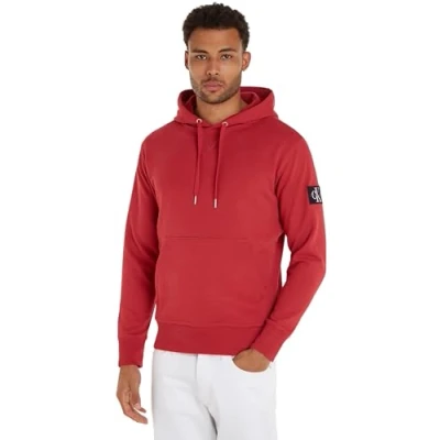 Immagine di Calvin Klein Jeans Uomo Felpa Badge con Cappuccio, Rosso (Garnet), XS