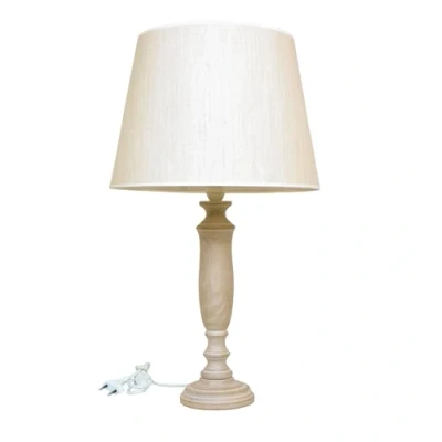 Immagine di LIGUORO SHOP Lampada Lume Da Tavolo Abatjour Con Base In Legno Color Tortora e Paralume Cotone. (Lampada Grande 70 cm)