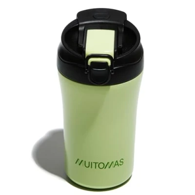 Immagine di Muitomas, Tazza Termica con Coperchio, Caffè per Bevande Calde e Fredde in Acciaio, Pratica Portatile, Capacità 350ml, Colore Verde