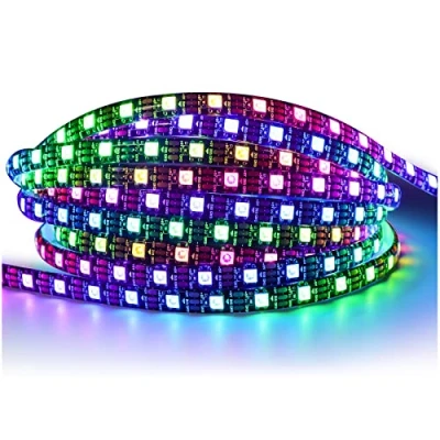 Immagine di Tesfish WS2812B Striscia LED IP65 Impermeabile RGB Strisce Pixel 5M 5V 5050 300 LEDs Nero PCB Pieno di Colori Nastri Intelligente per Decorazione Pubblicitaria Progetti DIY