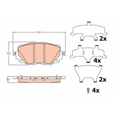 Immagine di TRW GDB2200 Kit pastiglie freno con segnalatore acustico usura accessori MAZDA: MX 5 IV