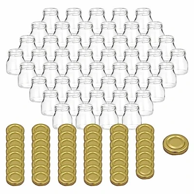 Immagine di gouveo Set di 48 vasetti Vuoti per Conserve, 50 ml, con Tappo a Vite, opuscolo Ricette (Lingua Italiana Non Garantita)