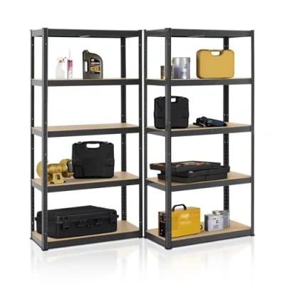 Immagine di Juskys Set di 2 scaffali Basic 2x 180x90x40cm (AxLxP) 1750kg portata 10 ripiani Scaffale per carichi pesanti a innesto Metallo cantina Scaffaltura (Grigio)