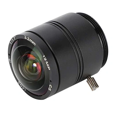 Immagine di obiettivo per fotocamera a lunghezza focale fissa da 3,2 mm, risoluzione 12 MP, telecamera di sicurezza professionale con interfaccia attacco CS, in lega alluminio, apertura
