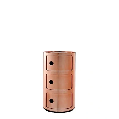 Immagine di Kartell Componibili Contenitore 3 Elementi, ABS, Base Tonda, Rame, 32 x 58.5 cm