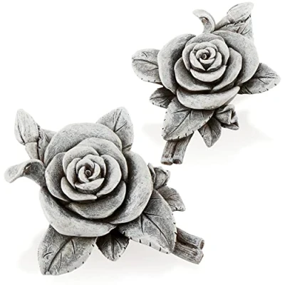 Immagine di COM FOUR® 2x decorazioni per tomba a forma di rosa pietra commemorativa decorazione resistente alle intemperie da lutto giardino effetto (2 pezzi rosa)