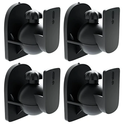 Immagine di deleyCON 4x Supporti Staffe Universali per Altoparlanti e Casse Acustiche Girevoli + Inclinabili Peso fino a 3,5kg Montaggio Soffitto Parete Nero