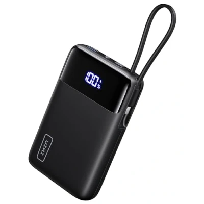 Immagine di INIU Power Bank, il più piccolo caricabatterie portatile da 22,5 W 20000 mAh con cavo integrato, mini batteria USB C in entrata e uscita, ricarica rapida per telefono cellulare Powerbank