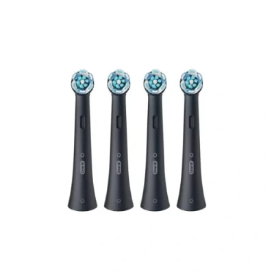 Immagine di Oral B iO Ultimate Clean Testina per spazzolino elettrico, setole intrecciate e angolate, una rimozione più profonda della placca, nero, 4 pezzi (confezione da 1)