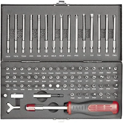 Immagine di TOOLCRAFT HT02183 820952 Kit inserti 75 parti Taglio, Brugola interna, Clutch, Tri Wing, TORQ, Multidente XZN, Croce Pozidriv, Phillips, Profilo a T