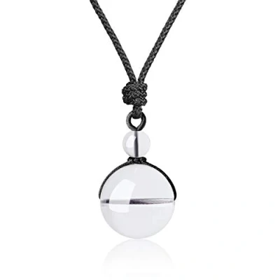 Immagine di COAI Pendente Sfera in Cristallo di Quarzo, Collana Unisex Bilanciamento Reiki Pietre Mala con Laccio Regolabile