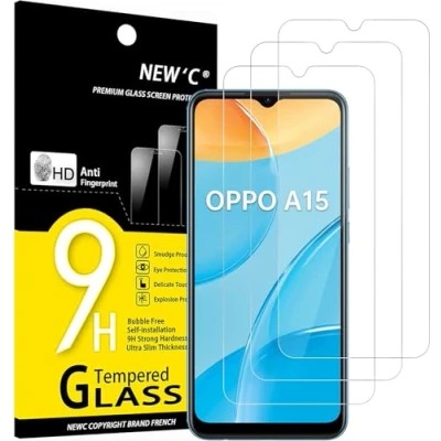 Immagine di NEW&#039;C 3 Pezzi, Vetro Temperato per Oppo A15, A15s, Pellicola Prottetiva Anti Graffio, Impronte, Senza Bolle, Durezza 9H, 0,33mm Ultra Trasparente, Resistente