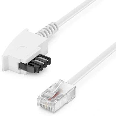 Immagine di deleyCON 20m Cavo Router TAE F su RJ45 (8P2C) Cavi di Collegamento Compatibile con DSL ADSL VDSL Fritzbox Internet Alla Presa Telefonica Bianco