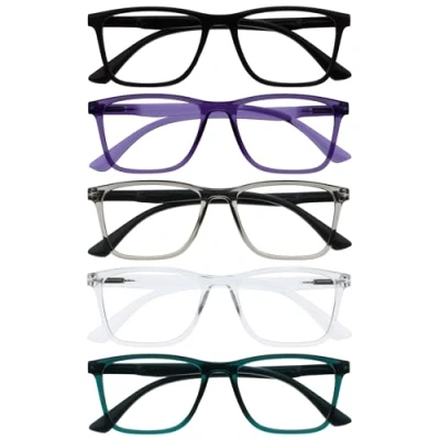 Immagine di OPULIZE NYX Blue Light Blocking Reading Glasses Anti Glare Computer and Gaming Eyewear 5 Pack UV Eyestrain Protection Rectangular Frame Black Purple Grey Clear Turquoise Men Women