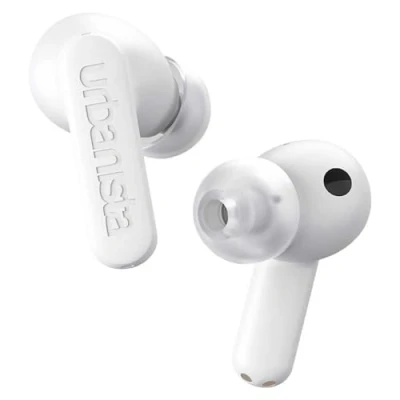 Immagine di Urbanista Atlanta Auricolari Wireless con cancellazione Ibridi Attiva del Rumore, Cuffie Resistenti Agli Spruzzi Bassi Profondi, Bluetooth Multipunto, Custodia di Ricarica Wireless, Bianco Puro