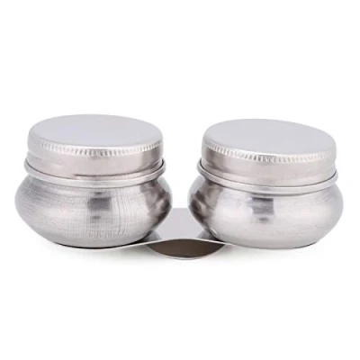 Immagine di Coppa per tavolozza Grande tazza doppia in acciaio inossidabile Contenitore solvente Megilp di trementina pittura a olio con coperchio