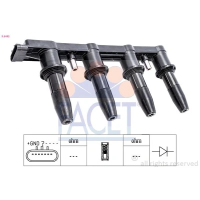 Immagine di FACET 9.6445 Bobina d&#039;accensione OPEL: Zafira B, Mokka / X, C Tourer, CHEVROLET: Aveo Hatchback, Cruze Sedan, Trax
