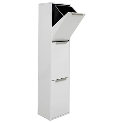 Immagine di Arregui CR301 e Pattumiera Differenziata 3 Scomparti 3x 17L (51L) Contenitore in Acciaio da Interno Mobile per Raccolta Cestino Spazzatura Cucina Ufficio Bianco