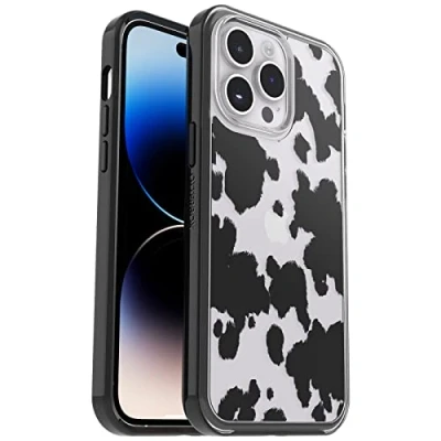 Immagine di OtterBox Cover per iPhone 14 Pro Max Symmetry Clear, resistente a shock e cadute, sottile, testata 3x MIL STD 810G, protezione antimicrobica, Cow Print