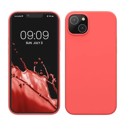 Immagine di kwmobile Cover per Apple iPhone 14 Plus Custodia Back Case Caricatore Wireless Antiurto e Flessibile in Silicone TPU corallo fluorescente