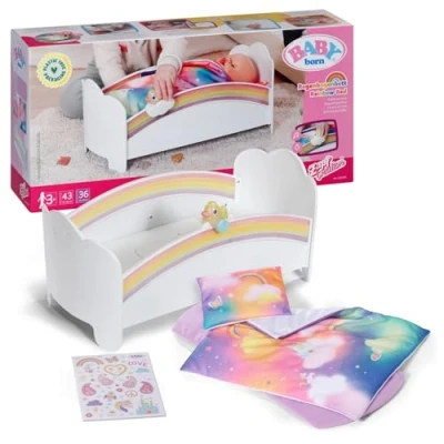 Immagine di BABY born Letto per bambole con luci, arcobaleno e ninna nanna rilassante, incluse lenzuola reversibil, 835999 Zapf Creation