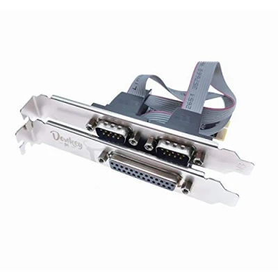 Immagine di Donkey pc Scheda PCI Express con 2 porte serie DB9 RS232 + 1 adattatore per porta LPT parallela DB25 PC. multipla controller USB 3.0