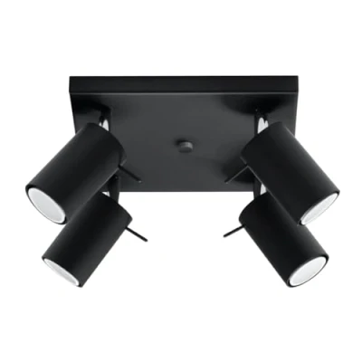 Immagine di Sollux Lighting Ring 4 Lampada da parete Design moderno e minimalista, regolabile braccio direzione della luce Lampadina GU10 sostituibile, x 40 W Acciaio, Nero, 25 16 cm