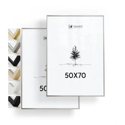 Immagine di Heimlich® 2x Cornice 50x70 cm in metallo argento champagne per documenti Grande Collage alluminio