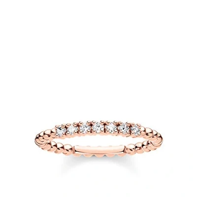 Immagine di Thomas Sabo anello da donna palline con pietre bianche oro rosa argento sterling 925 placcatura 750 TR2323 416 14