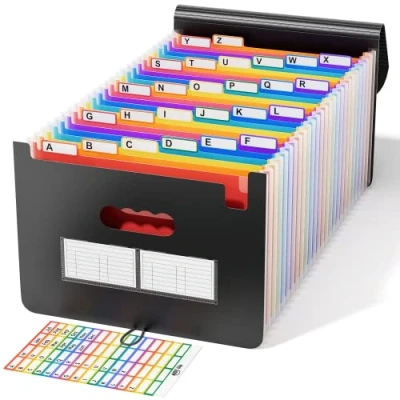 Immagine di ABC life Cartella Portadocumenti A4 porta Documenti Espandibile, Multicolore, Portatile, Struttura a Fisarmonica, in Plastica, FSC, Perfetta per Casa Scuola e Ufficio Della Società (26 Tasche)