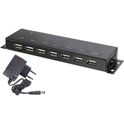 Immagine di Hub USB 2.0 Renkforce RF 4791678 7 Porte Contenitore in metallo, Per montaggio a parete Nero