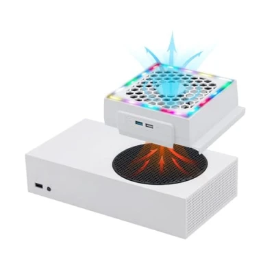 Immagine di Mcbazel Ventola di Raffreddamento per Xbox Series S, Display a LED RGB, Basso Rumore, 2 Porte USB Aggiuntive, Esterna 3 Livelli Console S