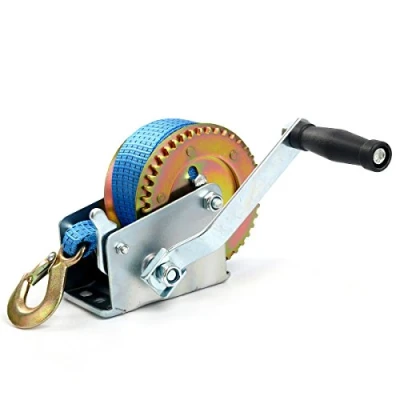 Immagine di FreeTec Verricello Manuale con Cinghia 453 kg (1000lbs) Cinturino da 8m, Argano a Fune per Rimorchio Camion Auto Caravan
