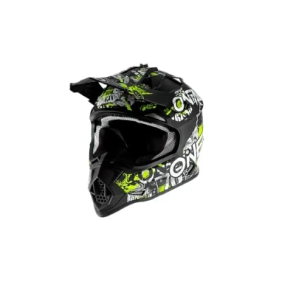 Immagine di O&#039;NEAL Casco Motocross Bambini MX Calotta in ABS, standard di sicurezza ECE 22.05, Prese d&#039;aria per una ventilazione ottimali 2SRS Helmet Attack Youth Nero Giallo neon Taglia M