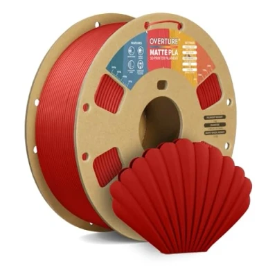 Immagine di OVERTURE Filamento Matte PLA 1.75mm, 1kg Bobina (2.2lbs) Opaco Filamenti per Stampante 3D, Neatly Wound Precisione Dimensionale +/ 0.02 mm, Rosso Mattone