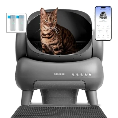 Immagine di M1 Lettiera Gatto Autopulente Aperta Grande XXL, Automatica con Controllo APP, Smaltimento dei Rifiuti Senza Odori, Include Sacchetti della Spazzatura e Tappetino per Lettiera, Più Gatti