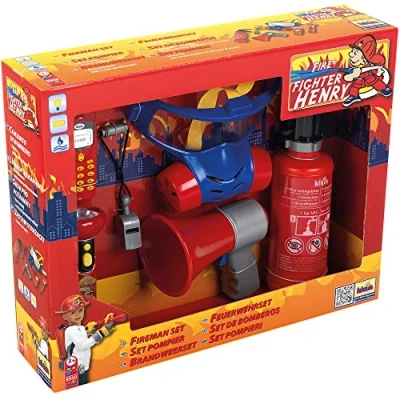 Immagine di Theo Klein 8950 Set da Pompiere, 7 Pezzi, Include estintore con Funzione Spray, megafono, Torcia e Molto Altro, I Dimensioni 40 cm x 32 9,5 Giocattoli per Bambini dai 3 Anni in su