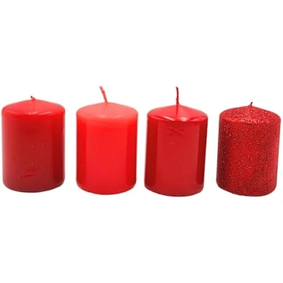Immagine di Dekohelden24 candele dell&#039;Avvento, a pilastro, da tavolo, blocco, colore rosso confezione 4 pezzi, lunghezza 5 x 7 cm.