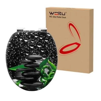 Immagine di WOLTU Sedile WC copriwater universal, Urea Formaldeide Chiusura,facile da montare, MDF Materiale Antibatterico a Fissaggio Parte inferiore, Forma di O WS2651